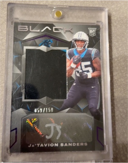 2024 Panini Black #222 Ja'Tavion Sanders Rookie Patch Auto — front