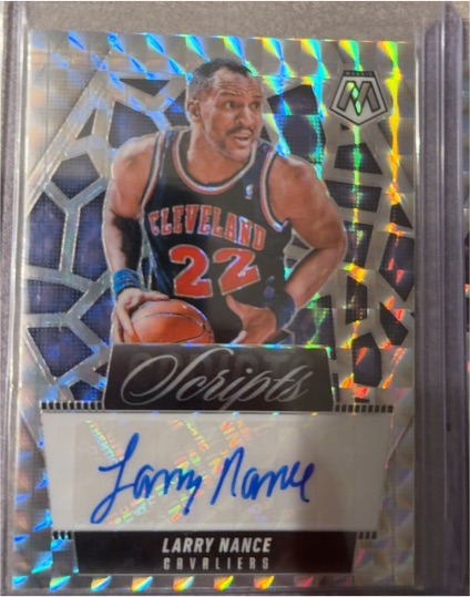2024-25 Panini Mosaic #MS-LNC Larry Nance Scripts Silver Mosaic Auto — front