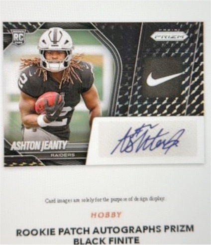 2022 Panini Prizm Rookie Patch Autographs Black Finite #RPA Ashton Jeanty — front