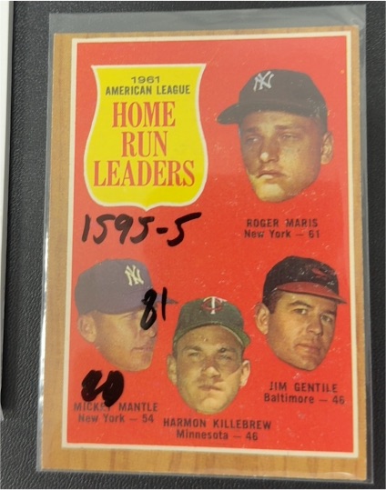 1962 Topps #53 American League Home Run Leaders Mickey Mantle Roger Maris Harmon Killebrew Jim Gentile — front