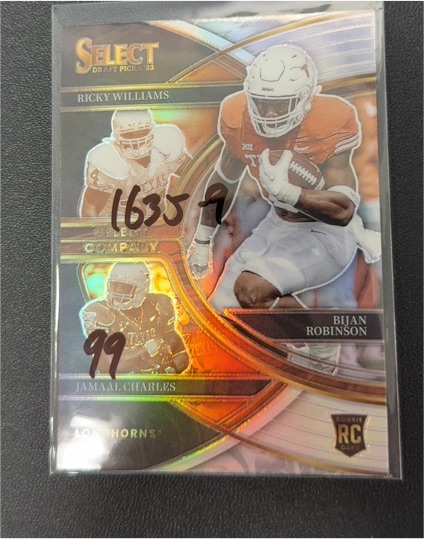 2023 Panini Select Draft #SC-TE Bijan Robinson / Jamaal Charles / Ricky Williams — front