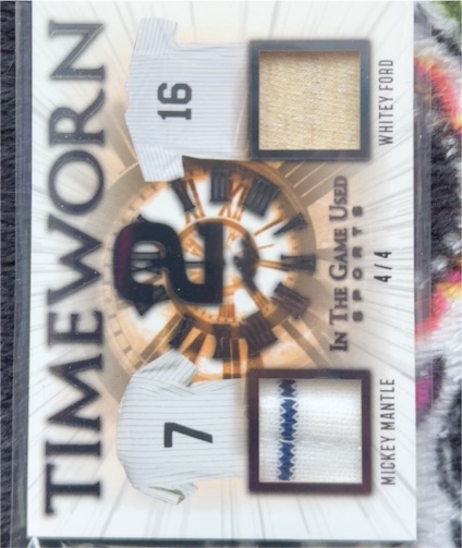 2022 Leaf In The Game Used Timeworn Dual Relic #4/4 Whitey Ford Mickey Mantle — front