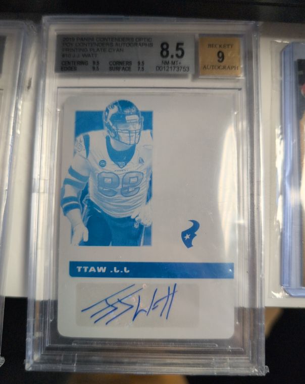 2019 Panini Contenders Optic Printing Plate Cyan JJ Watt — front
