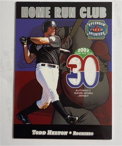 2003 Fleer Splendid Splinters Home Run Club Memorabilia #13 Todd Helton — front