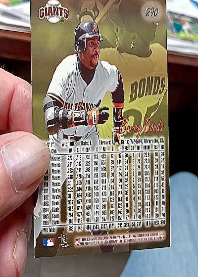 1997 Fleer Ultra #290 Barry Bonds — back