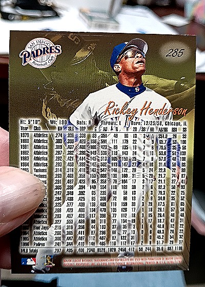 1997 Fleer Ultra #285 Rickey Henderson — back