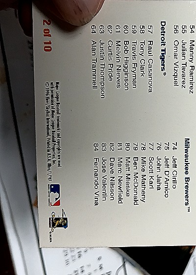 1997 Ultra #2 Barry Bonds Checklist — back
