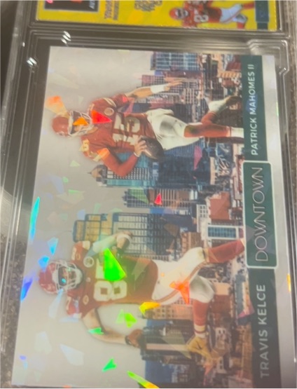 2023 Panini Prizm Downtown Travis Kelce / Patrick Mahomes II — front