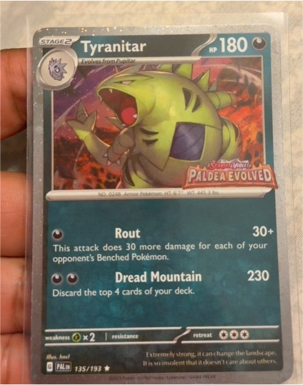 2025 Pokémon Paldea Evolved #135 Tyranitar — front