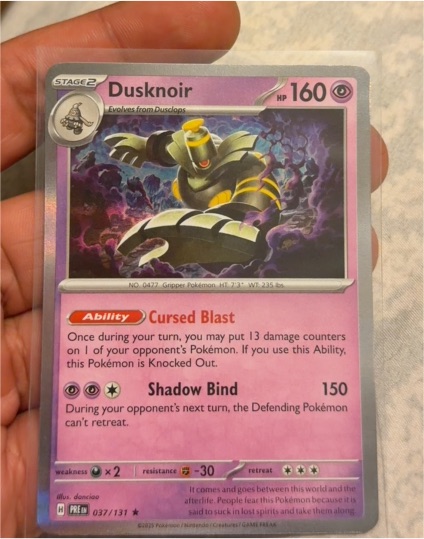 2025 Pokémon Prismatic Evolutions #037 Dusknoir — front