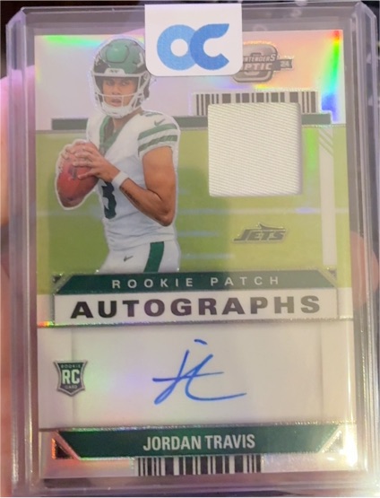 2024 Panini Contenders Optic Rookie Patch Autographs #RPA Jordan Travis — front
