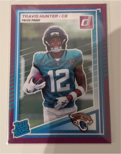 2025 Panini Donruss #301 Travis Hunter Rated Rookie Press Proof — front