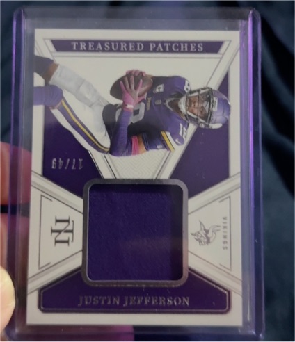 2024 Panini National Treasures Treasured Patches #Justin Jefferson — front