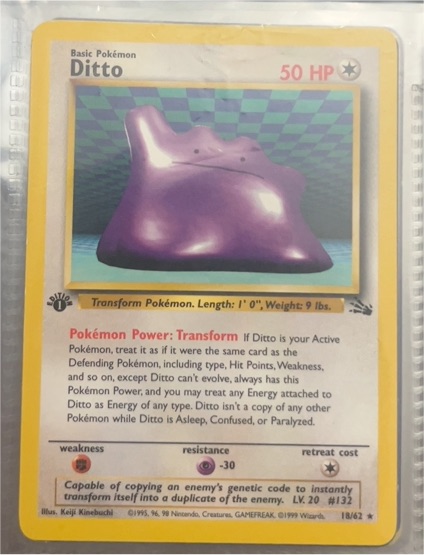 1999 Pokémon Fossil #18 Ditto — front