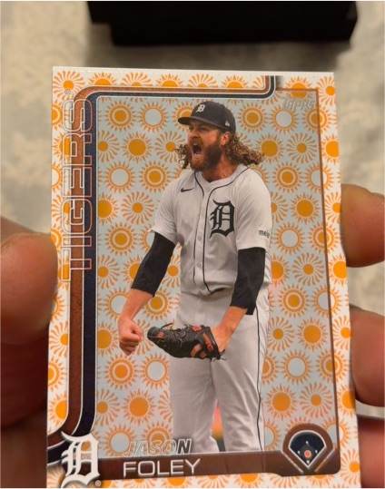2025 Topps Series 2 #410 Jason Foley Holiday Sun Parallel — front