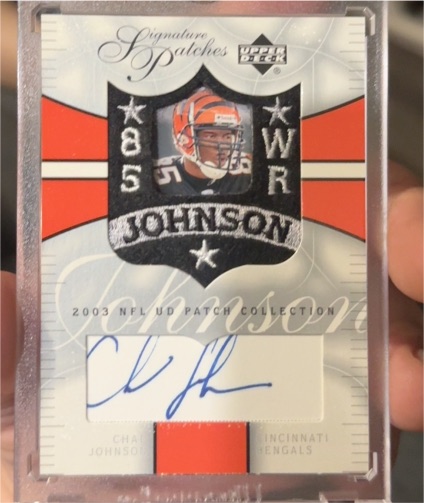 2003 Upper Deck Patch Collection Signature Patches #SPCJ Chad Johnson — front
