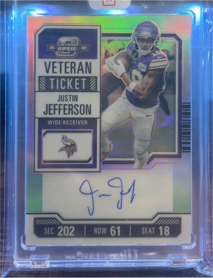 2023 Panini Contenders Optic Veteran Ticket #VTA-JJ Justin Jefferson — front