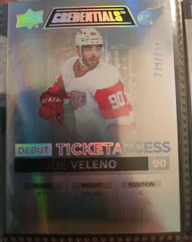 2021-22 Upper Deck Credentials Debut Ticket Access #90 Joe Veleno — front