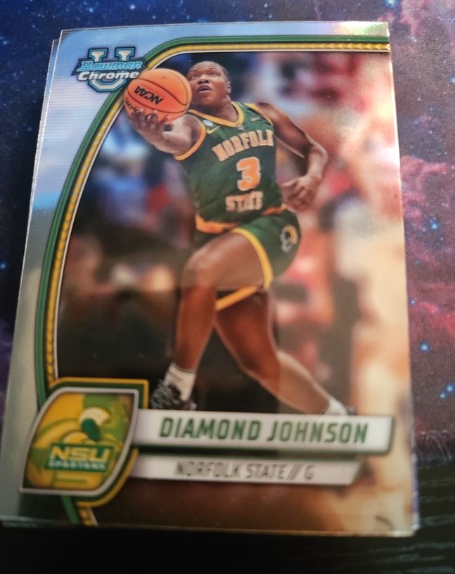 2024-25 Bowman University Chrome #86 Diamond Johnson Norfolk State Spartans — front