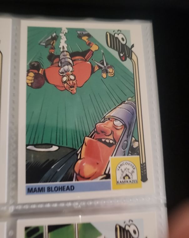 1992 Vancouver Kamikazes Mami Blohead Comic Card — front