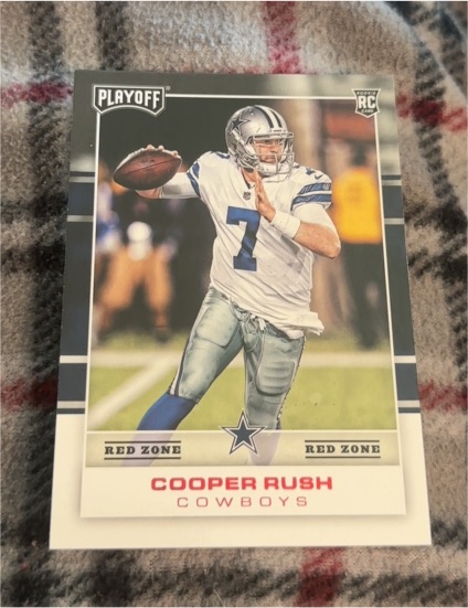 2017 Panini Playoff Red Zone Cooper Rush Rookie Card — front