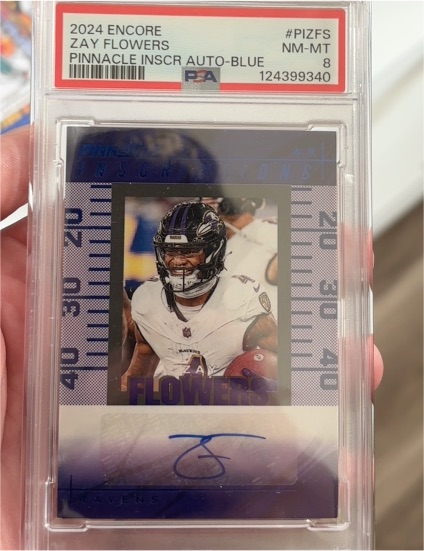 2024 Panini Encore #PI2FS Zay Flowers Pinnacle Inscriptions Auto-Blue — front
