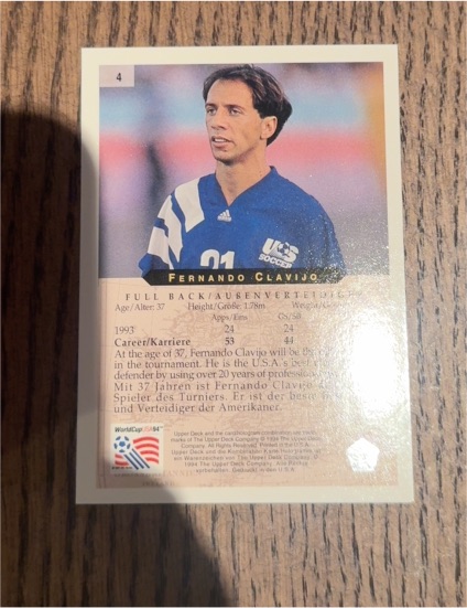 1994 Upper Deck World Cup #4 Fernando Clavijo — front