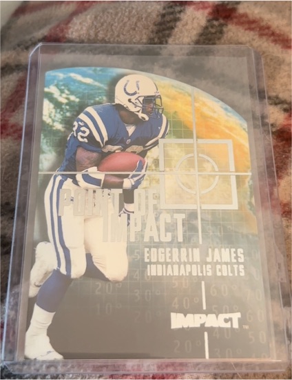2000 Fleer Impact Point of Impact #PI2 Edgerrin James — front