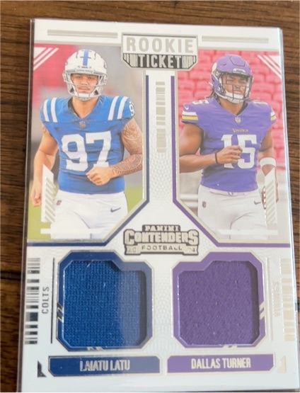 2024 Panini Contenders Rookie Ticket Dual Patch #DS-14 Laiatu Latu Dallas Turner — front