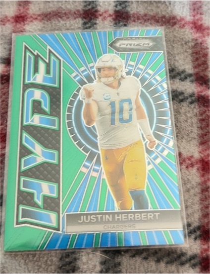 2023 Panini Prizm #H-4 Justin Herbert Hype Green Prizm — front