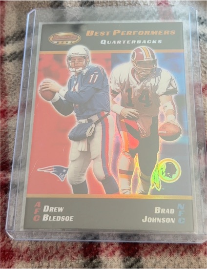 2000 Bowman's Best #92 Drew Bledsoe / Brad Johnson — front