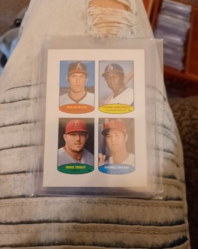 2023 Topps Heritage 1974 Baseball Stamps Nolan Ryan, Frank Robinson, Mike Trout, Shohei Ohtani #74BS 1-4 — front