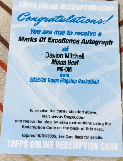 2025/26 Topps Flagship Basketball ME-DM Davion Mitchell — front