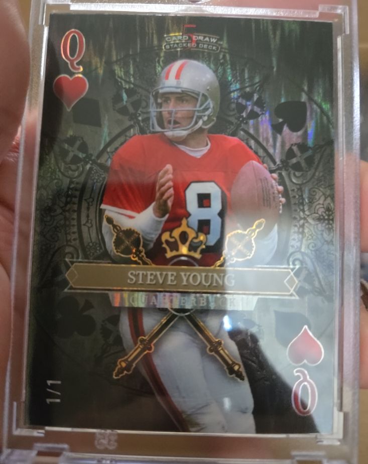 2024 Wild Card 5 Card Draw Stacked Deck Queen of Hearts Steve Young — front