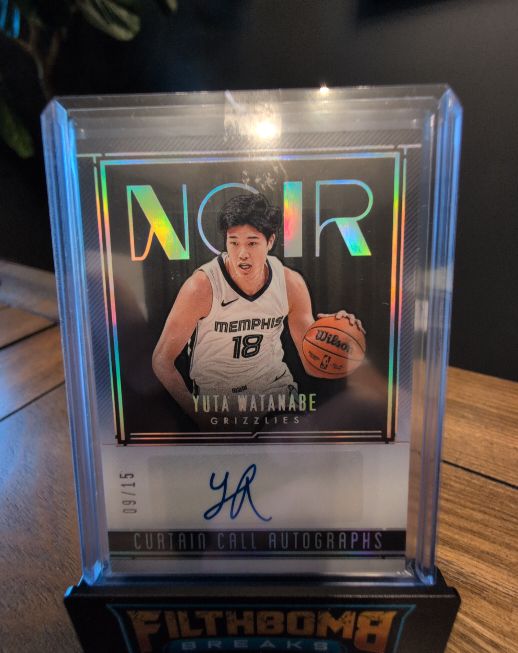 2023-24 Panini Noir Curtain Call Autographs #Curtain Call Autographs Yuta Watanabe — front