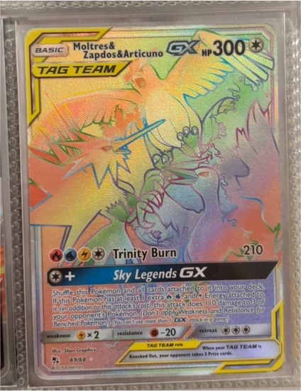 2019 Pokémon Hidden Fates #69 Moltres & Zapdos & Articuno GX — front
