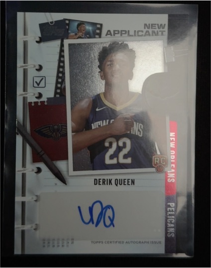 2025 Topps New Applicant Auto Derik Queen RC – New Orleans Pelicans — front