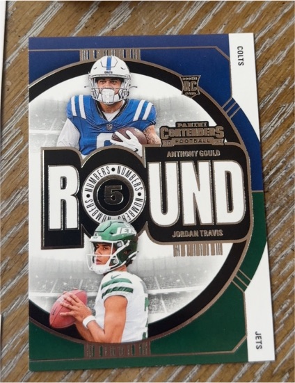 2024 Panini Contenders #19 Anthony Gould / Jordan Travis Round Numbers RC — front
