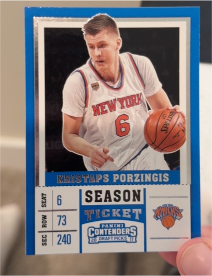 2017 Panini Contenders Draft Picks #33A Kristaps Porzingis — front