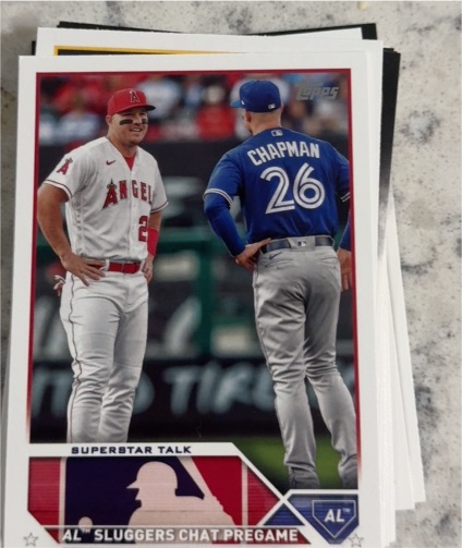 2023 Topps Update #US313 Superstar Talk Mike Trout / Matt Chapman — front
