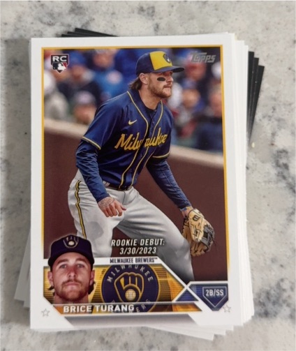 2023 Topps Update #US101 Brice Turang Rookie Debut Milwaukee Brewers — front