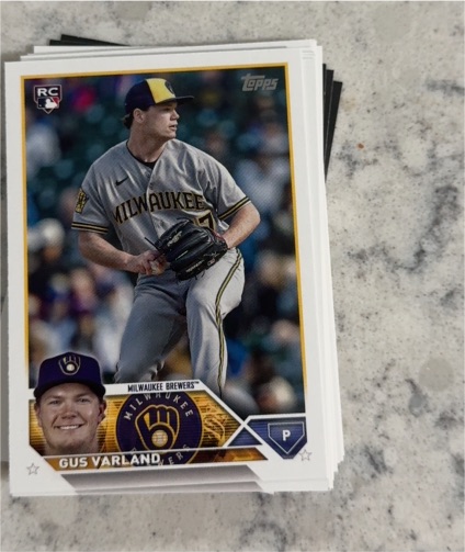 2023 Topps Update #US241 Gus Varland RC Milwaukee Brewers — front