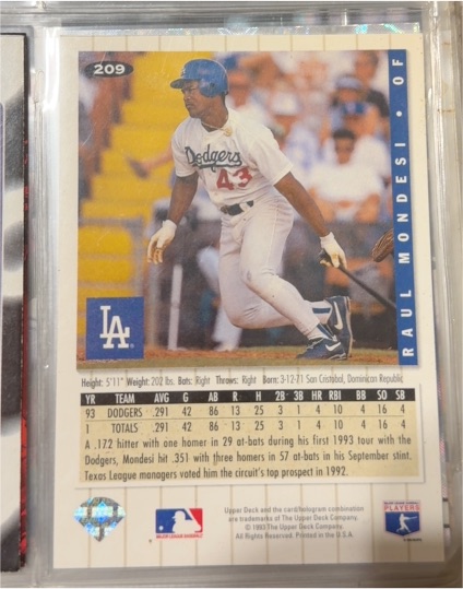 1993 Upper Deck Collector's Choice #209 Raul Mondesi — front