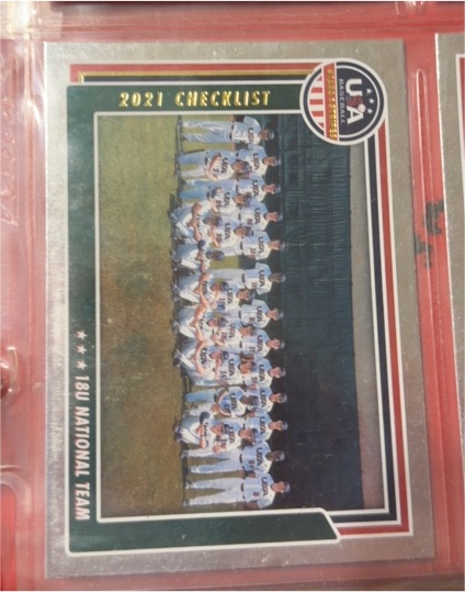 2022 Panini USA Baseball Stars & Stripes #99 18U National Team Checklist — front