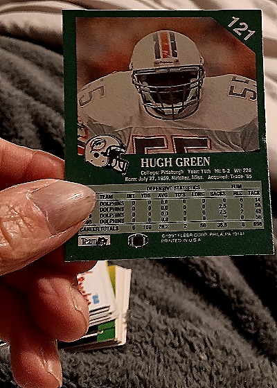 1991 Fleer #121 Hugh Green — back