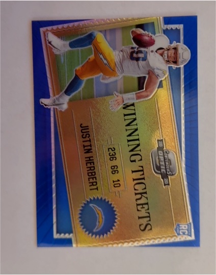 2020 Panini Contenders Optic Winning Tickets #WT19 Justin Herbert — front