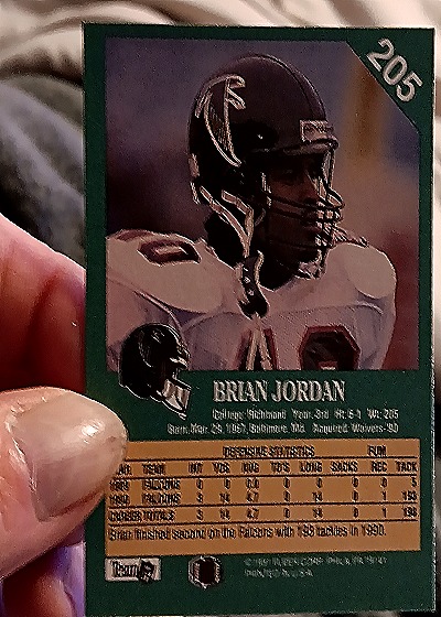 1991 Fleer #205 Brian Jordan — back