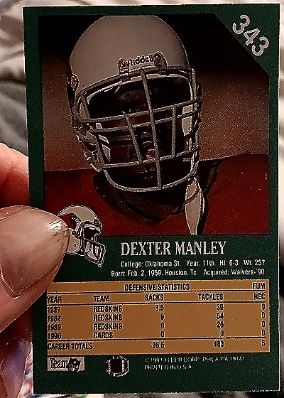 1991 Fleer #343 Dexter Manley — back