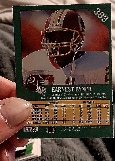 1991 Fleer #383 Earnest Byner — back
