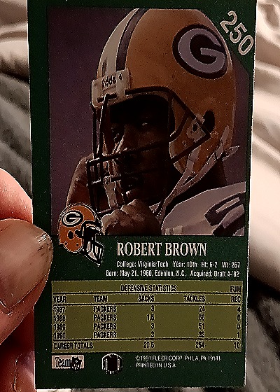 1991 Fleer #250 Robert Brown — back
